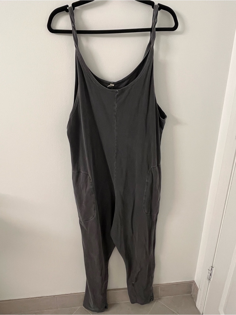 Free People Charcoal Gray Twisted-Strap Jumpsuit